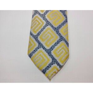 Union Made ACWA Vintage Blue Yellow Imported Textured Polyester Neckwear Tie